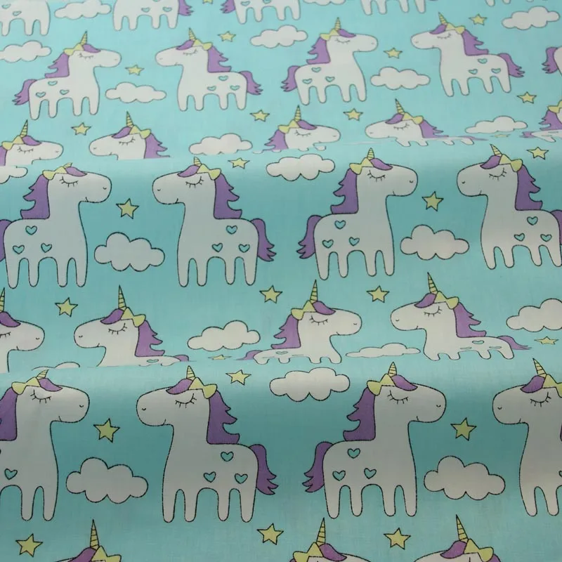 160*50 см мультфильм Единорог Diy саржа хлопчатобумажная ткань Лоскутная детская