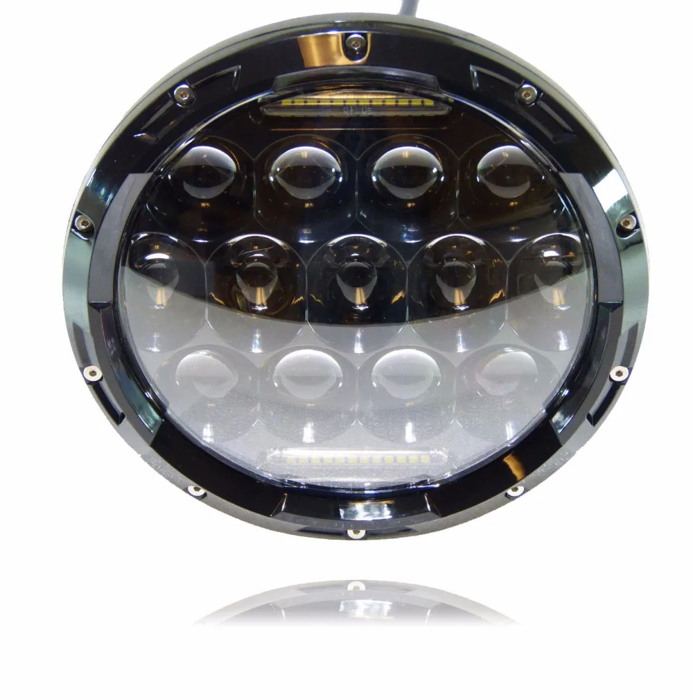 BJMOTO " проектор круглый 75 Вт 7500LM Hi/ближнего света мотоцикл светодиодный фары лампы DRL для Harley