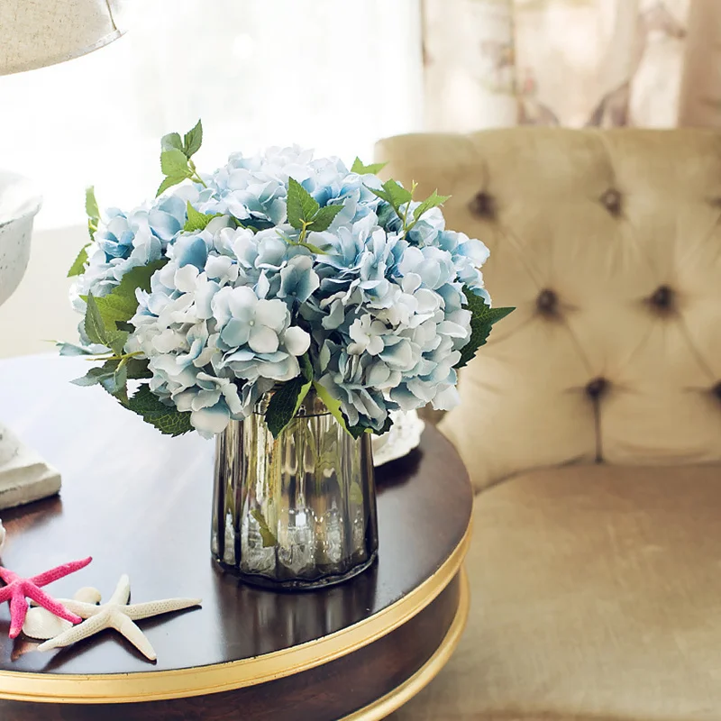 1 филиал свежие искусственные цветы гортензии шар романтические DIY искусственный цветок из шелка цветочные для вечерние украшения дома свадебные