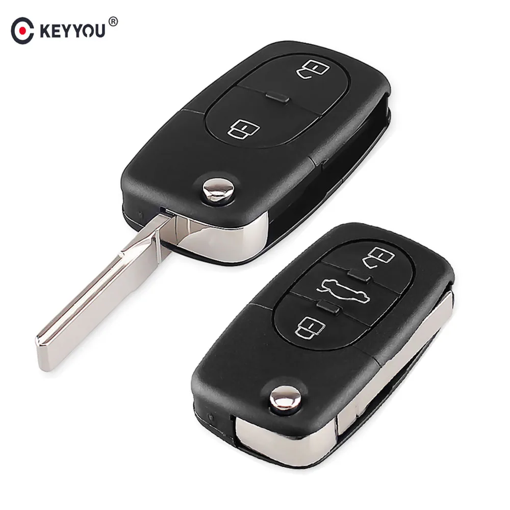 

KEYYOU 2/3 Button Remote Fob Flip Folding Replacement Car Key Case Shell For VW Volkswagen Golf Polo T5 Passat Skoda Beetle