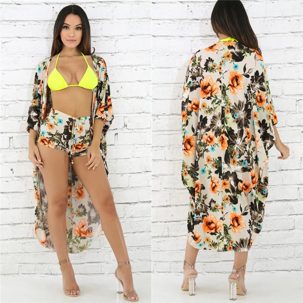 Модные свободные цифровой рукав &quotлетучая мышь&quot длинное пальто Drawstring Шорты