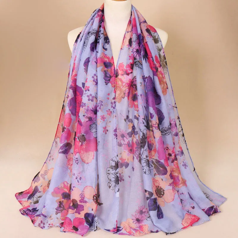Зимние женские обертывания модный длинный шарф из пашмины принт платки с цветами