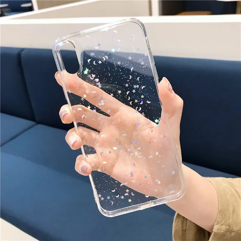 DISCASE модные цветной глиттер Звезды Чехол для телефона iphone XS MAX XR X 8 6 6s 7 plus простой