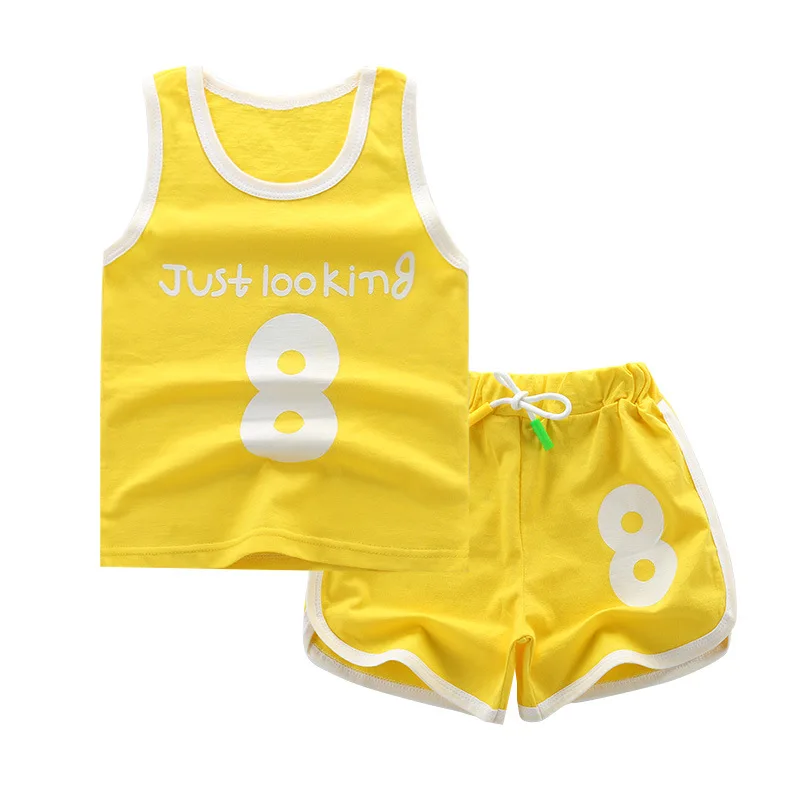 Children Clothing Baby Girl Boy Clothes Summer Vest Sports Tees Tops 2 Pcs 2-6 Years Kids Sets 2019 | Детская одежда и обувь