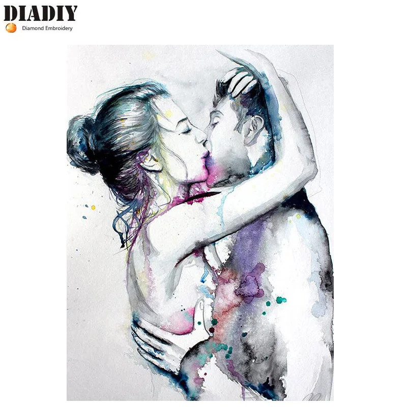 DIADIY 5D DIY Diamond Mosaic love kiss Couple Embroidery Christmas Gfit Painting Animals Pictures Needlework Art | Дом и сад