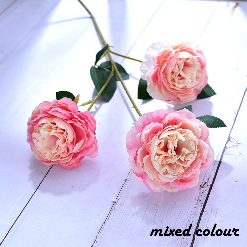 Pink Искусственные пионы цветы Шелковые искусственные цветы украшения дешевые маленькие поддельные цветочный Декор для дома DIY высокого качества китайский - Цвет: Pink