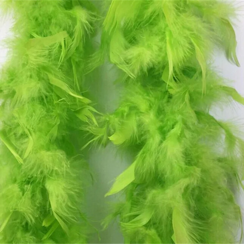 Apple Green 2 метра Голубое озеро Супер утолщаются чанделла индейки перья боа отделка 80 г шарф/Mardi Gras boas платье Марабу перья для рукоделия - Цвет: Apple Green
