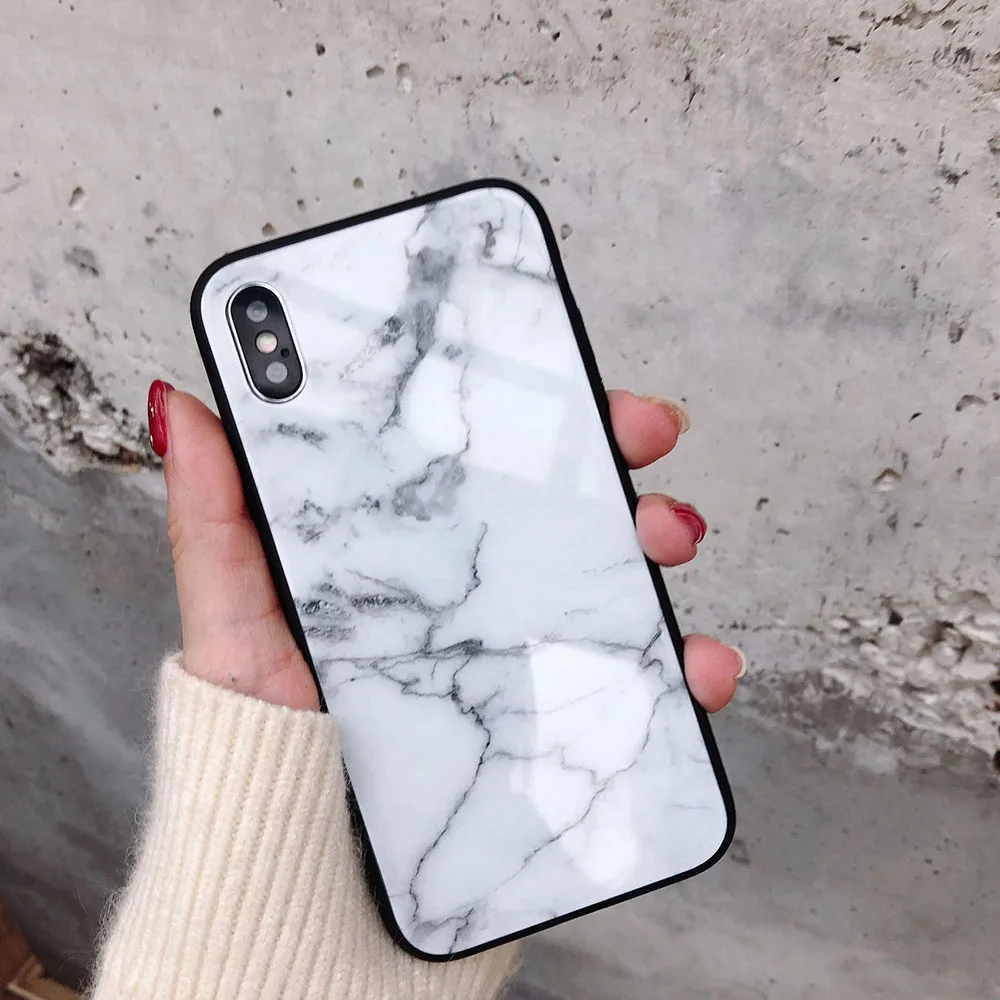 Eqvvol Marble Tempered Glass Phone Case For Apple iPhone X 8 7 6 6s Plus All inclusive soft Edge Cover 10 Coque | Мобильные телефоны