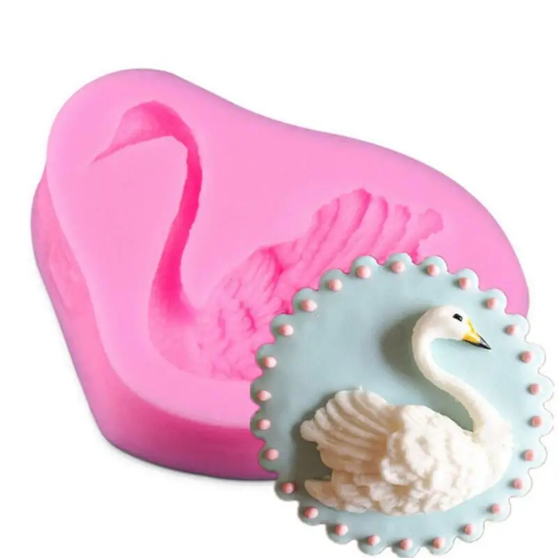 Emboszers силиконовая форма в форме лебедя животного 3D для торта украшение мастики