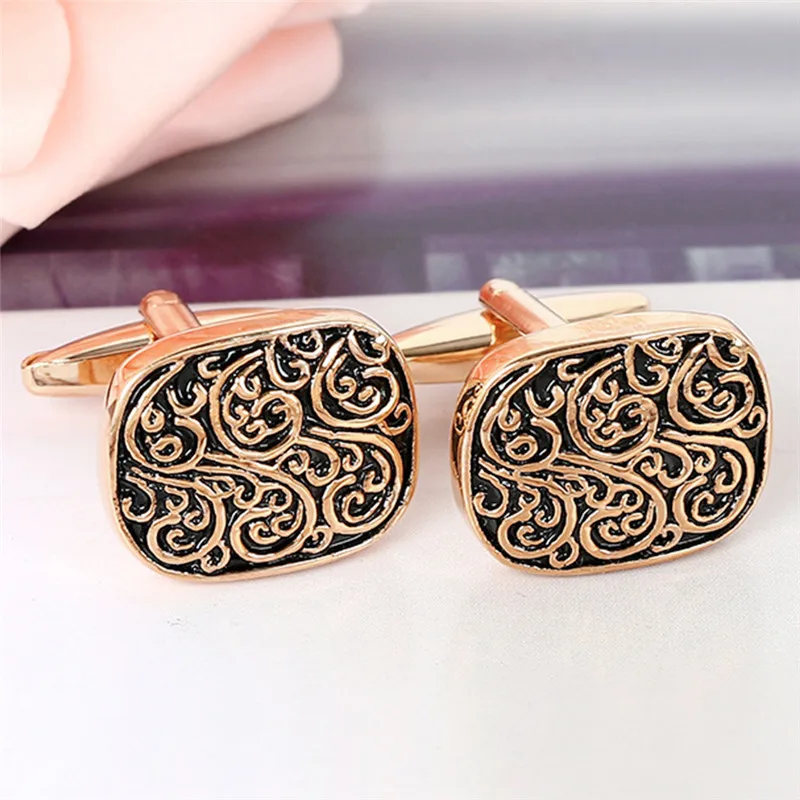 Модные металлические запонки золотого и черного цвета 1 пара|Зажимы для галстука