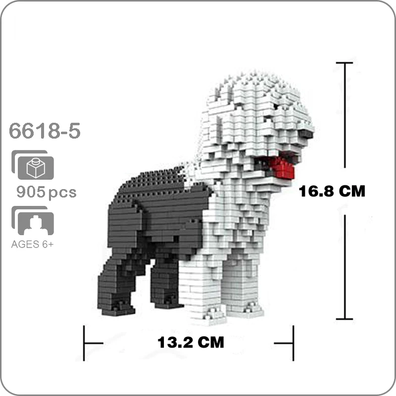Old English Sheepdog Строительные блоки Собака Тедди Шнауцер такса Хаски корги колли 3D модель животного алмаз мини игрушка - Цвет: Old English Sheepdog