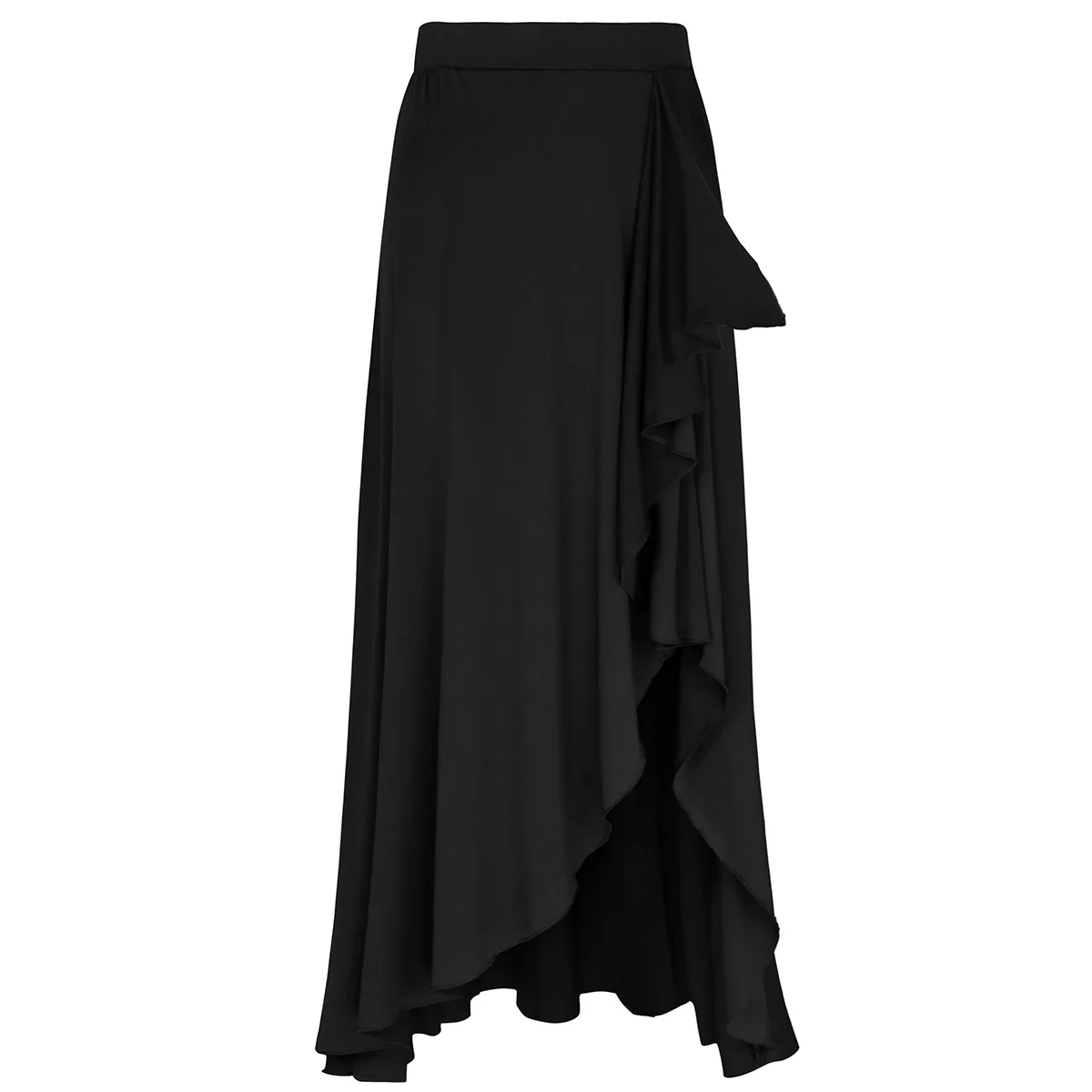 Black IEFiEL, женская мода, асимметричная эластичная талия, балетная юбка для танцев, гимнастики, для взрослых, костюмы для выступлений, танцевальная элегантная юбка - Цвет: Black