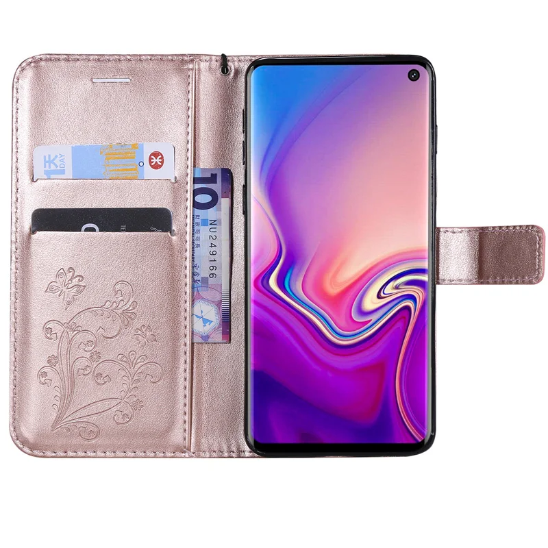 3D бабочка кожаный откидной Чехол кошелек с подставкой для samsung Galaxy S10 S10e S6 S7 S8 S9