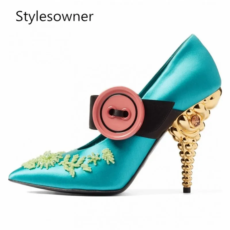 Stylesowner новые весенние Шелковые Тонкие Туфли женские разноцветные туфли на