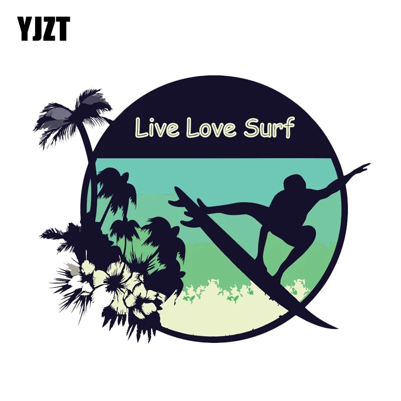 

YJZT 13.9CM*11CM Personality Live Love Surf Sticker Funny Sport Decal Accessories 6-2167
