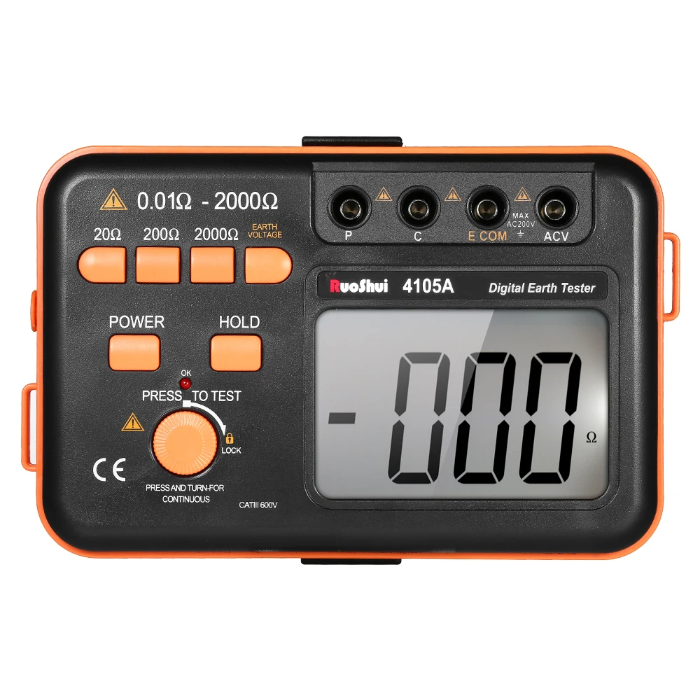 VC4105A 2000ohm 200V Цифровой тестер сопротивления заземления измеритель заземления Вольтметр Омметр с ЖК-подсветкой дисплей Конденсатор тестер