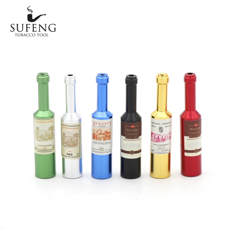 Hot Metal Material Small Tobacco Pipe New Creative 68mm Red Wine Bottle Free Delivery | Дом и сад