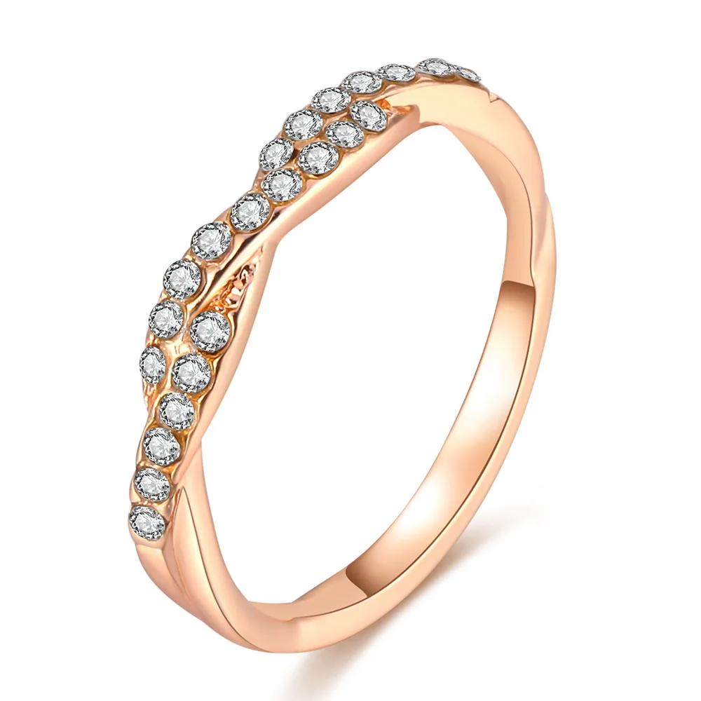

Women's Twisted Rope Twist Ring Plating Rose Gold Silver Color Cubic Zirconia Tail Ring Charm Personality Party Wedding Jewelry