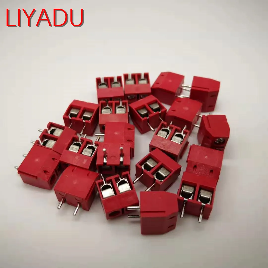 500 шт./лот KF301-2P Сращивание, винтовой Тип PCB расстояние 5,0 соединительные клеммы, терминал синий/зеленый KF301 красный, синий, зеленый, черный - Цвет: Красный