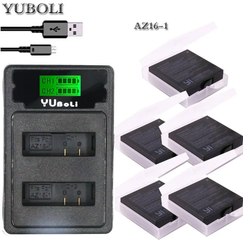 charger and 5battery 1400 мАч батарея для оригинального Xiaomi Yi II Xiami yi 4 k батареи+ светодиодный USB 3 слота зарядное устройство для Xiaoyi Yi Lite экшн-камеры - Цвет: charger and 5battery