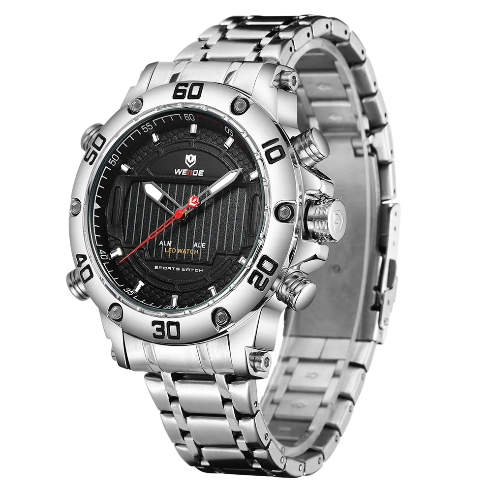WEIDE Роскошные брендовые кварцевые часы Спортивные Повседневные натуральные часы для мужчин часы из нержавеющей стали цифровые часы с датой