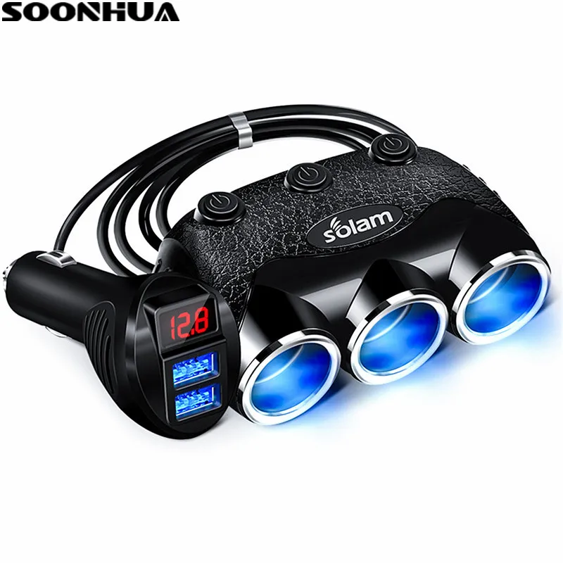 Автомобильное зарядное устройство SOONHUA с двумя usb портами 3 1 А USB вольтметр