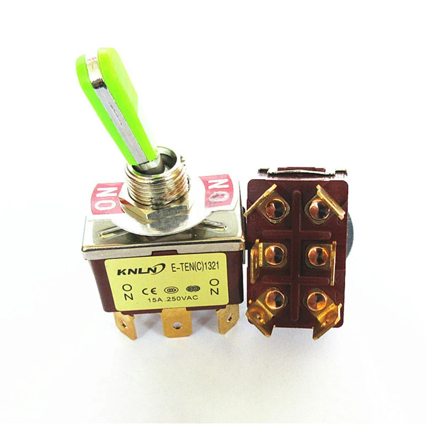 1 шт. 25A рычажный переключатель 6 Pin ON-ON рокер DPDT 250V 15A E-TEN1321 High-end сварки ноги зеленая