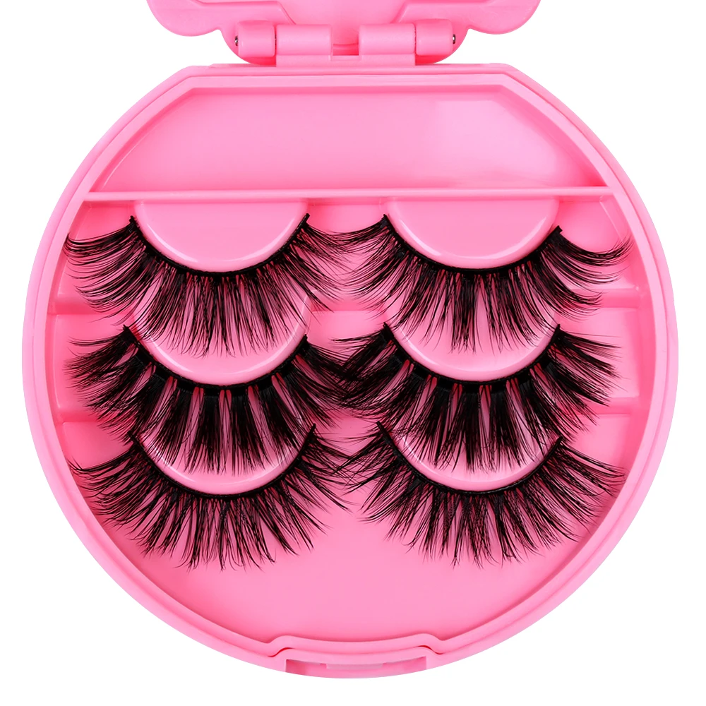 Натуральные накладные ресницы из норки 3 пары искусственные с зеркальной