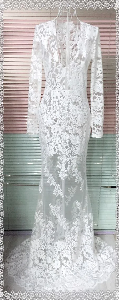 Вечернее длинное кружевное платье для женщин, рыбий Тай макси Vestidos De Festa, длинное платье, сексуальное платье с глубоким v-образным вырезом, облегающее платье для женщин