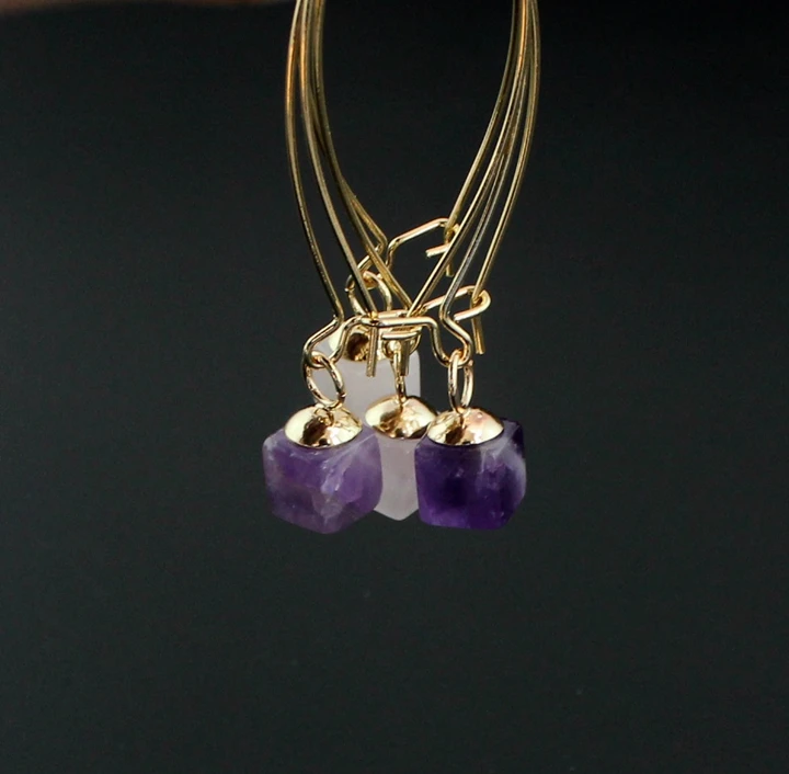 Маленькие квадратные Розовые и фиолетовые большие серьги подвески с крючком для