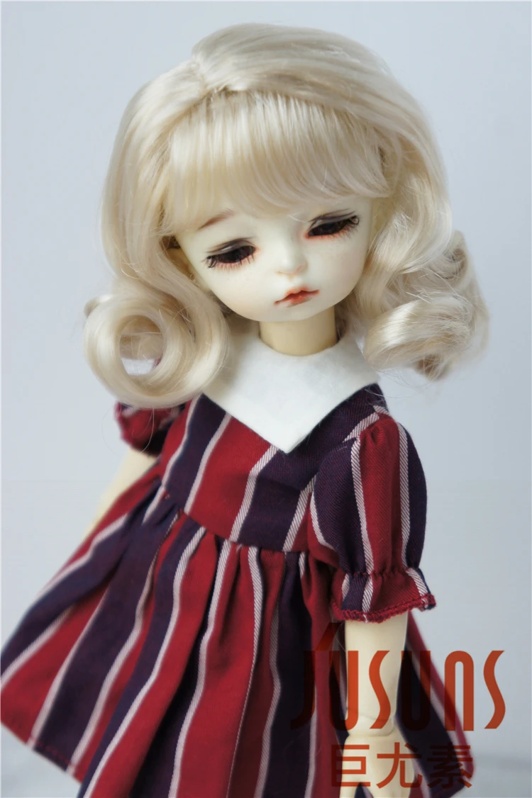 JD038 YOSD 1/6 мягкий синтетический, мохеровый, для куклы парик ластик парик с длинными кудрявыми волосами с челкой для BJD 6-7 дюймов куклы парики