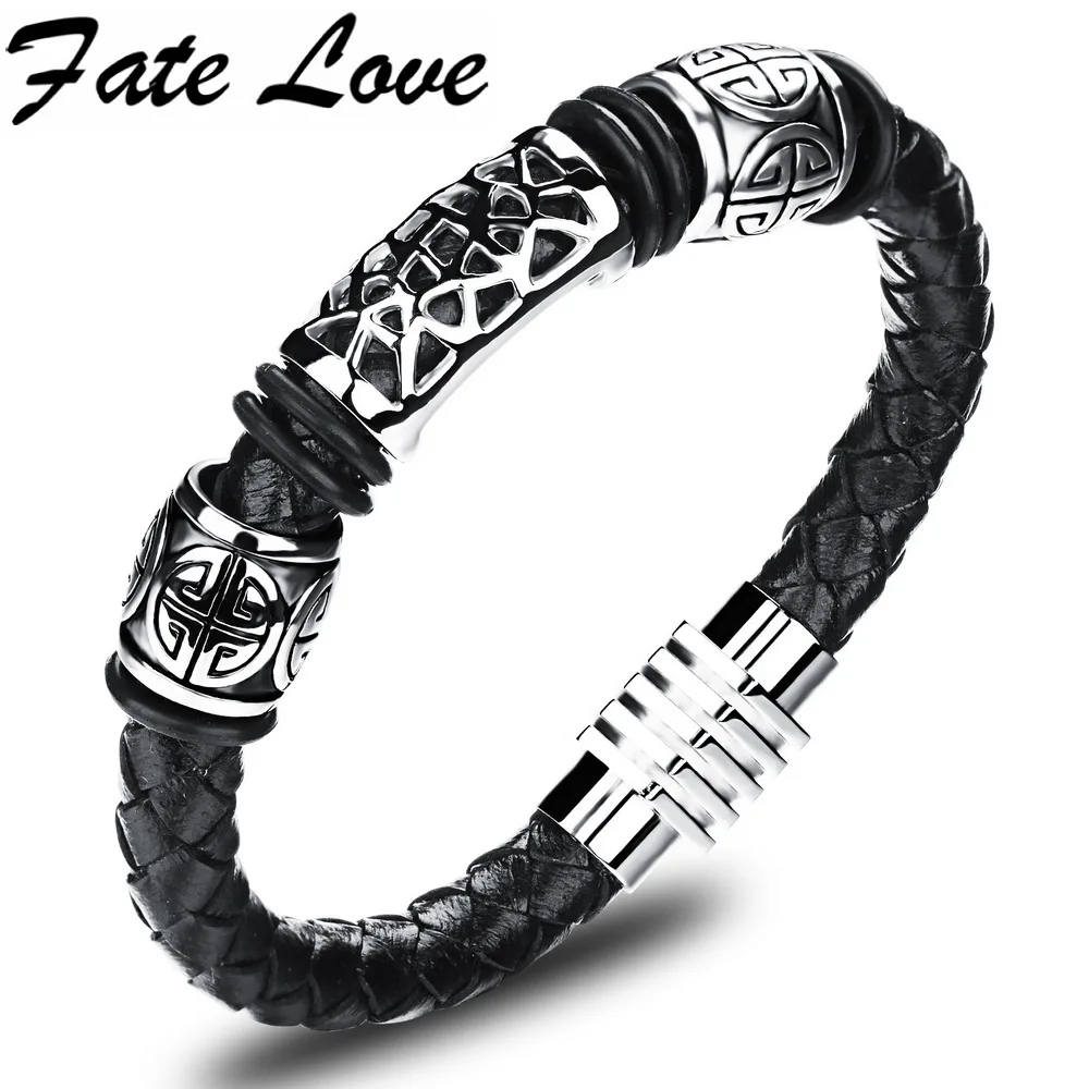 Браслет Fate Love из натуральной кожи 21 см серебристый с надписью специальное