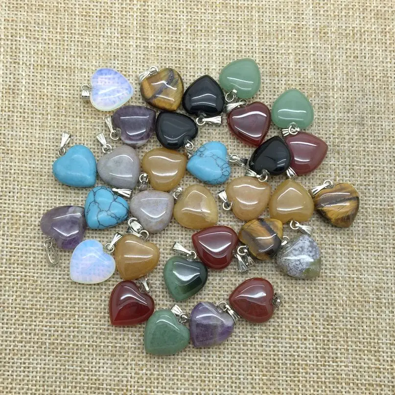 Красочные модные подвески в виде каменного сердца 16 мм бусины для