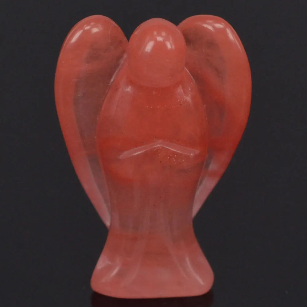 1 5 дюйма натуральный драгоценный камень Вишня кварц резьба ангел ремесла