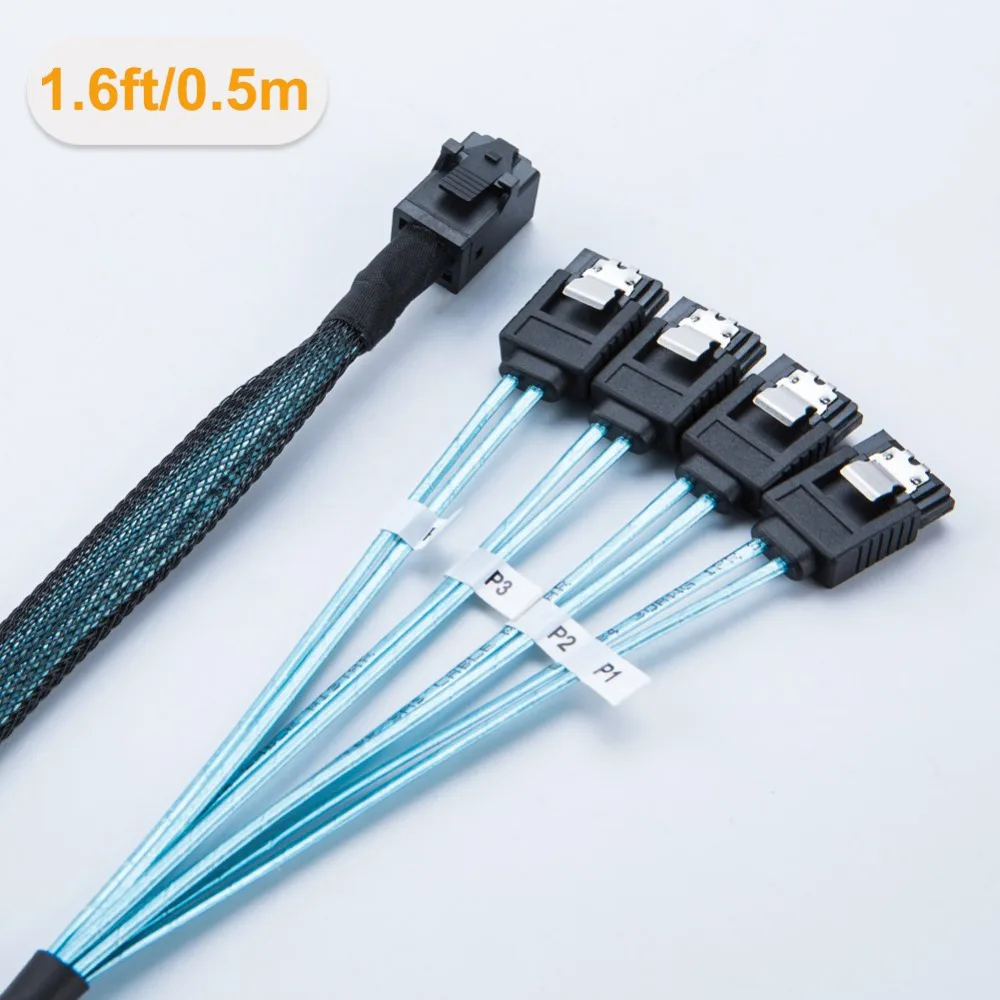 Кабель Mini SAS внутренний кабель HD (стандартный хост) на 4 SATA (целевой) кабеля