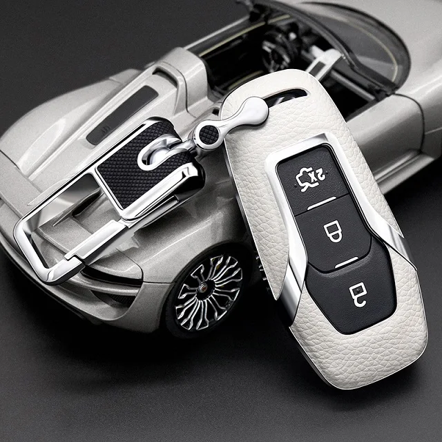 White with keyring Автомобиль дистанционного брелока чехол для Ford Fusion MONDEO Mustang F-150 Explorer Edge для Ford Escort Эверест Ranger с брелоком - Название цвета: White with keyring