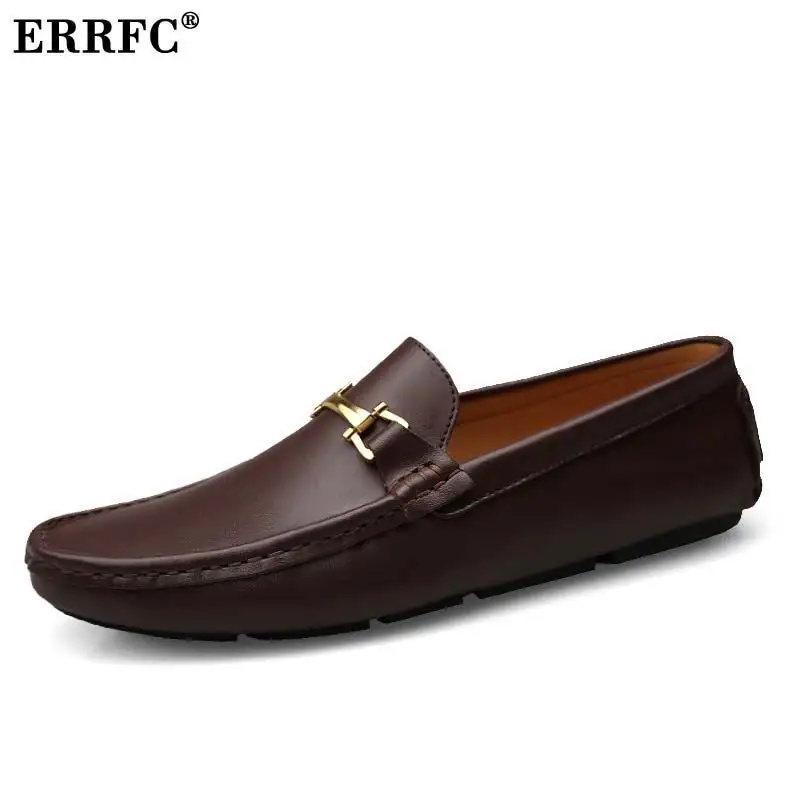 

ERRFC/Новое поступление; модные мужские коричневые лоферы; лаконичные Дизайнерские мужские мокасины; черные Трендовые туфли на плоской подош...