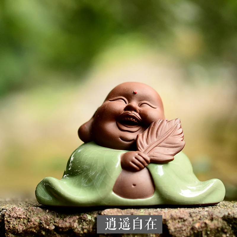 Новый монахи фигурка чай домашнее животное Керамика ручной работы люди