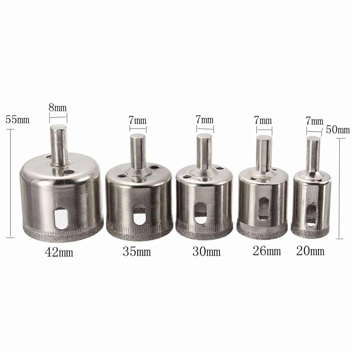 XNEMON Diamond Hole Saw Coated Drill Bit Set Tile Glass Marble Granite Slate Drilling Cutting Tool 20 26 30 35 42mm 5Pcs/Set | Инструменты