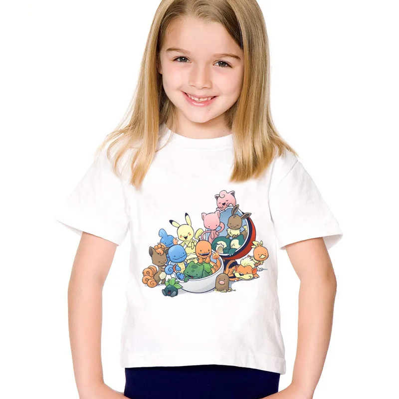 Детские футболки Pokemon Go Pop eveelutions Spirits Got Fit Them All Summer топы для мальчиков и девочек