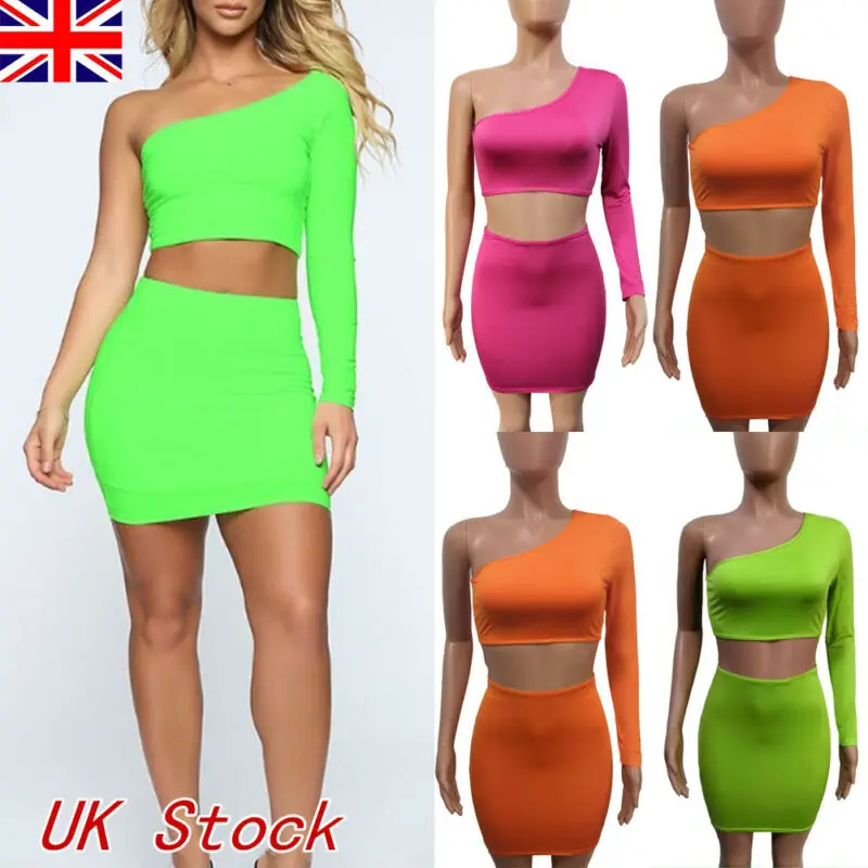 Hirgin Женский комплект из 2 предметов: облегающий укороченный топ + юбка Бандажное