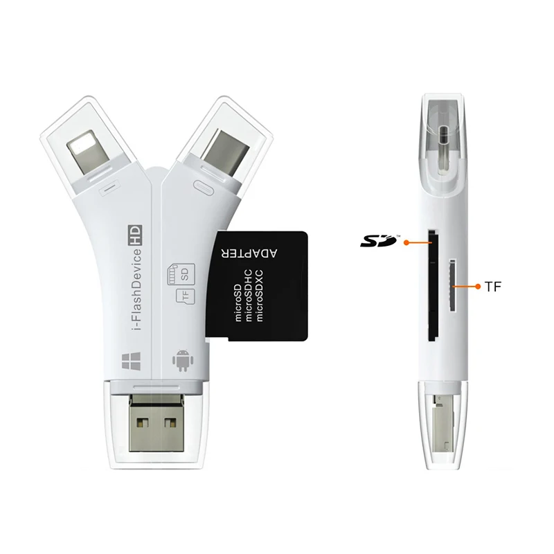 Y образный 4 в 1 Type c/Lightning/Micro USB/USB 2 0 кардридер SD TF для Android iPad/iPhone 7 plus OTG ридер|reader sd|card