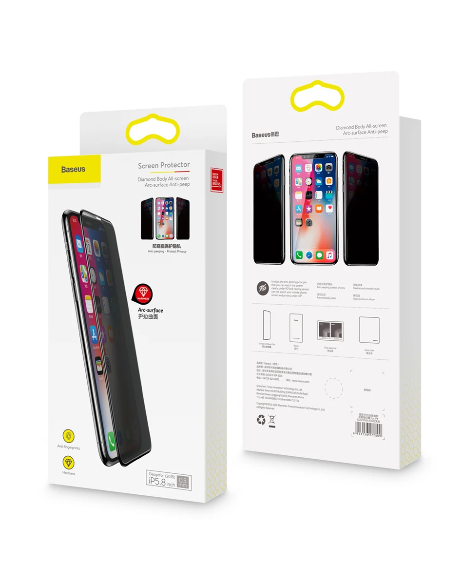 Baseus конфиденциальности Защитная пленка для экрана, защита для iPhone Xs Max XR X S R против подглядывания защитное закаленное Стекло пленка для iPhoneXs