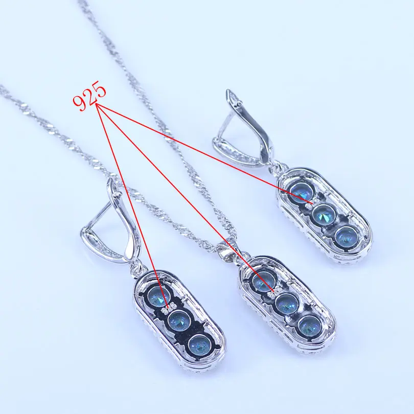 Beautiful Mystical Light Blue Rainbow Crystal Drop Pendant Necklace And Earrings Rings BraceletJewelry Set For Women | Украшения и