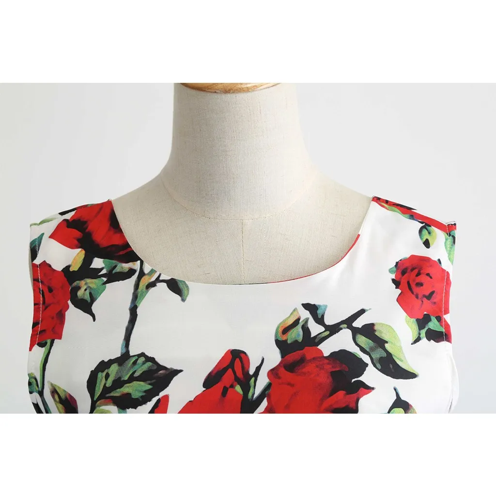 Женское винтажное платье с короткими рукавами и принтом повседневное вечернее