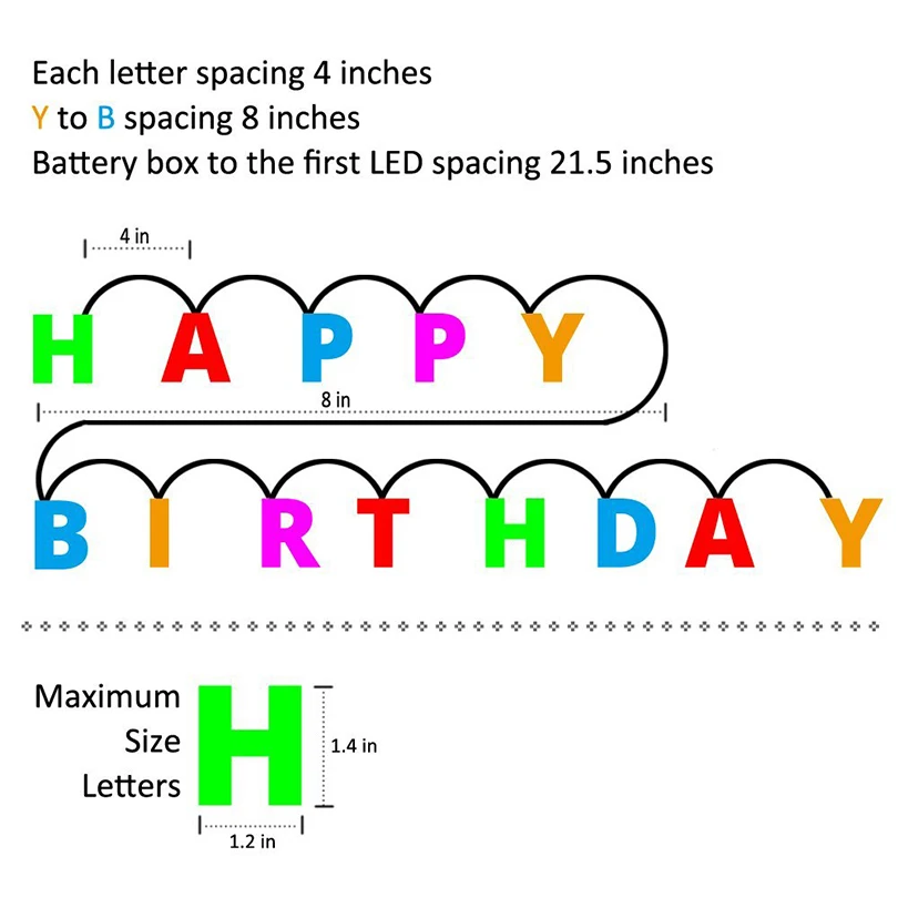 Цветной светодиодный светильник с надписью Happy Birthday Merry Christmas работающий от