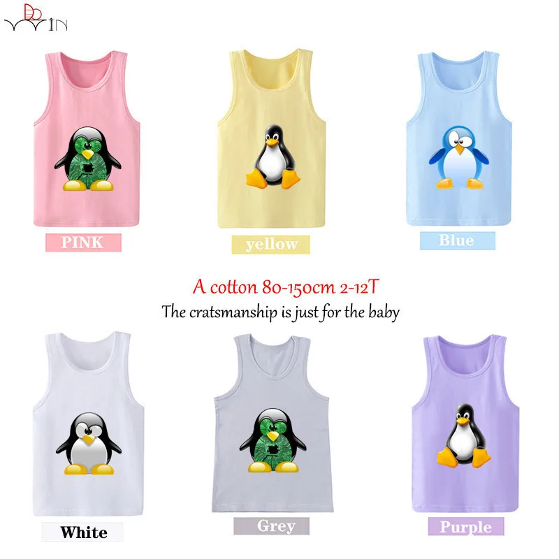 2019 летний детский жилет футболки с LINUX без рукавов для маленьких мальчиков и