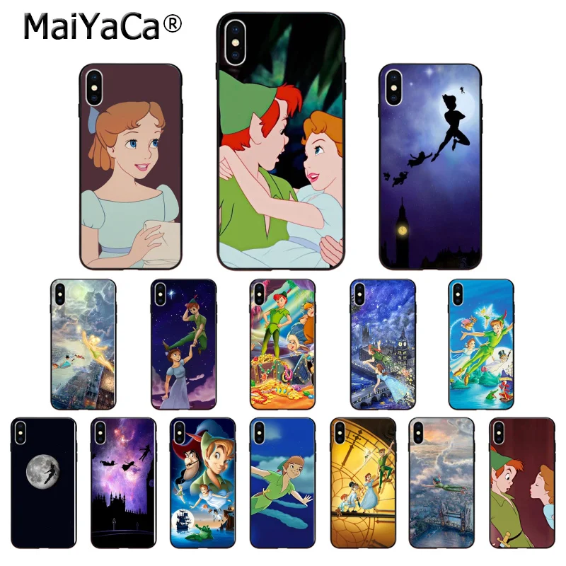 Мягкий силиконовый чехол для телефона MaiYaCa Peter Pan Wendy Tinkerbell из ТПУ черного цвета