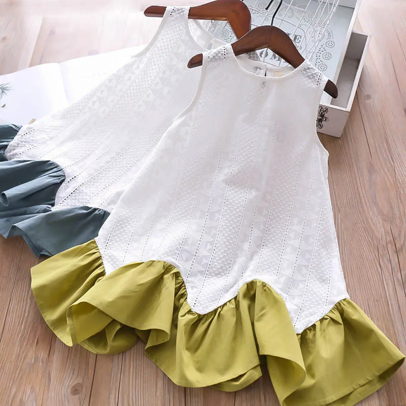 Девочки выдолбленный участки лотоса-платье с декольте для детские жилеты