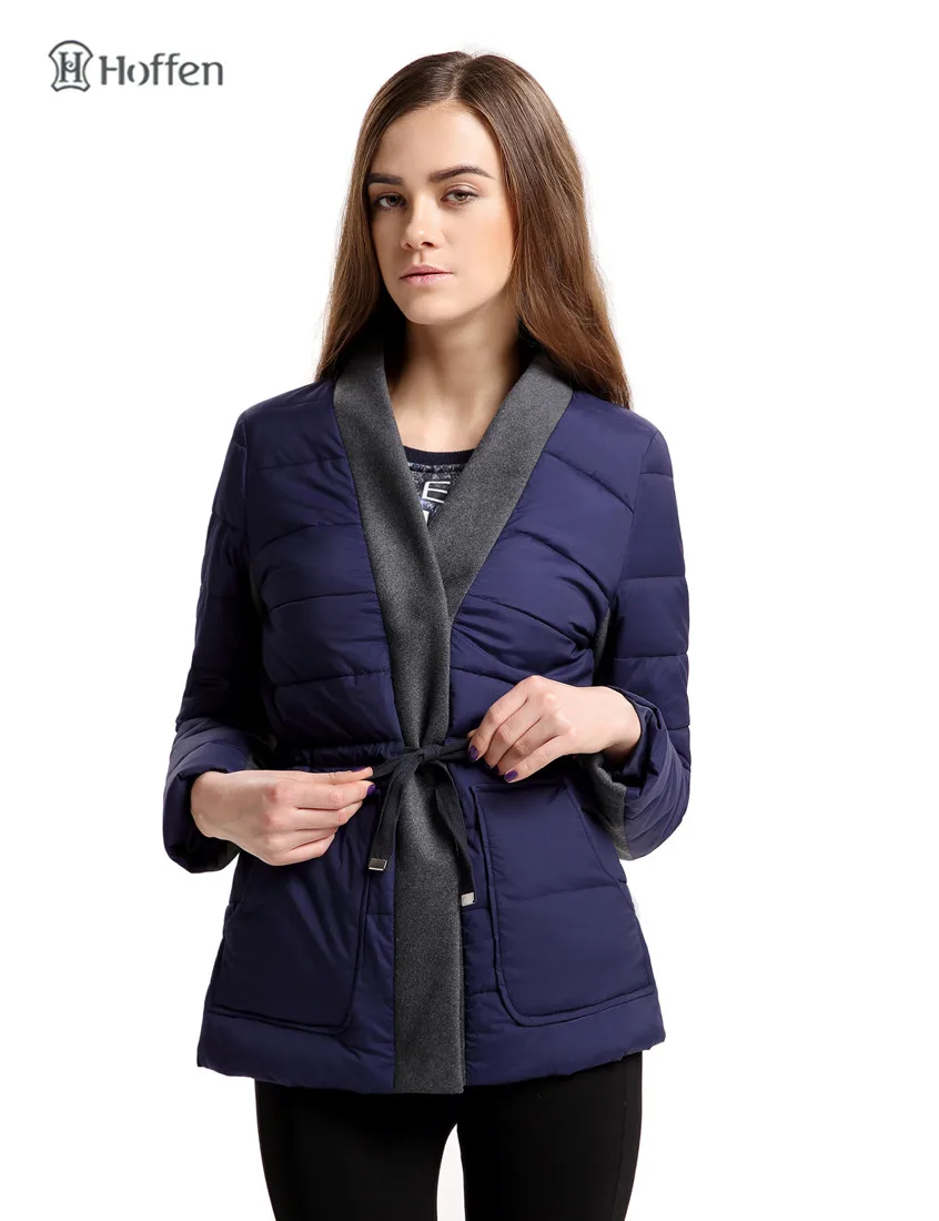 Новое поступление женское повседневное Стеганое пальто с поясом стильное кимоно